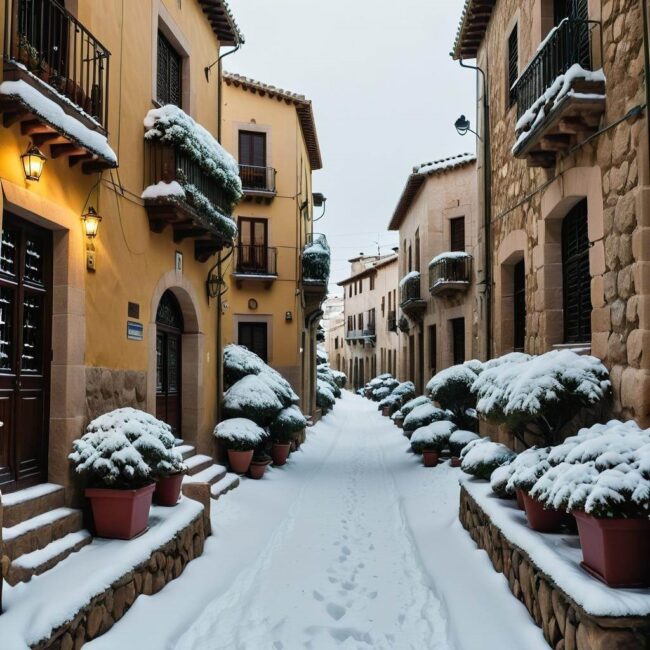 Obszary Hiszpanii z opadami śniegu